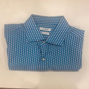 Men's Blue Patterned Button-Down Shirt